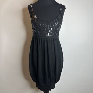 Say What Womens Medium Black Sequin Mini Dress Bodycon Retro Goth Y2K Party READ
